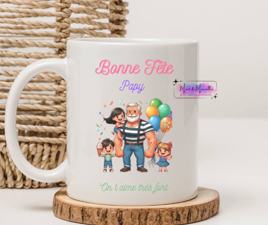 Mug personnage bonne fête papy