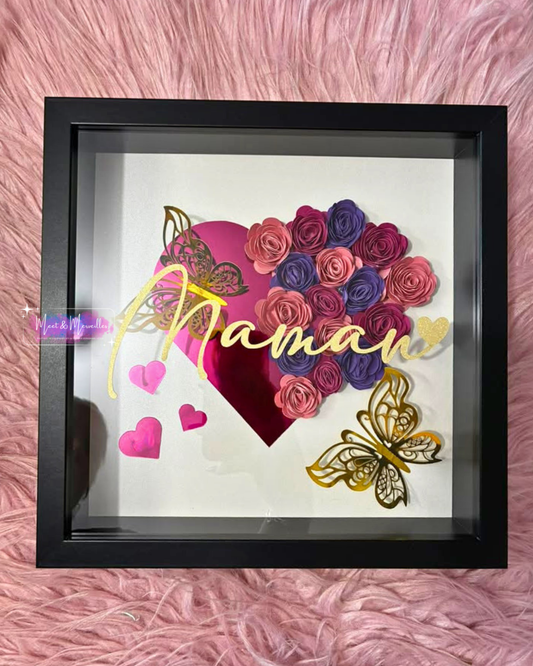 Cadre fleurs éternelles personnalisé – Cadeau maman original fait main