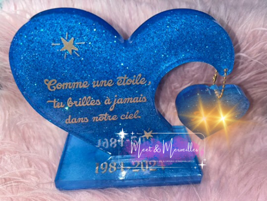 Cœur souvenir personnalisable – Hommage éternel en résine
