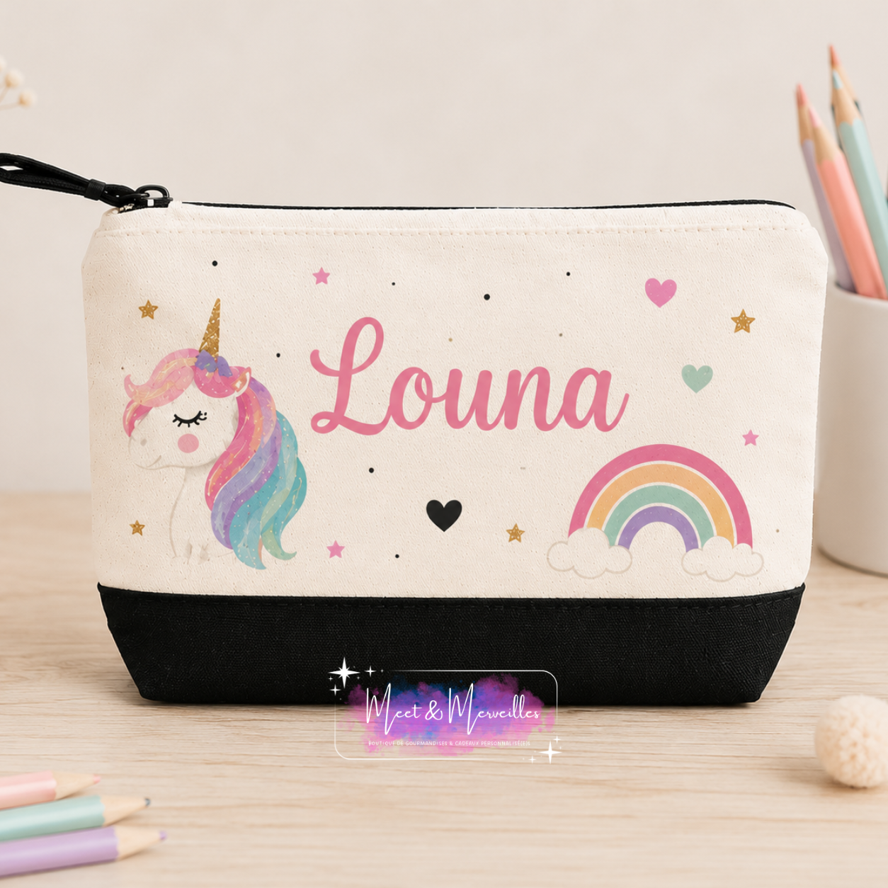 Trousse personnalisée avec prénom – Thème au choix