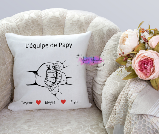 Coussin personnalisé "L’équipe de Papy"