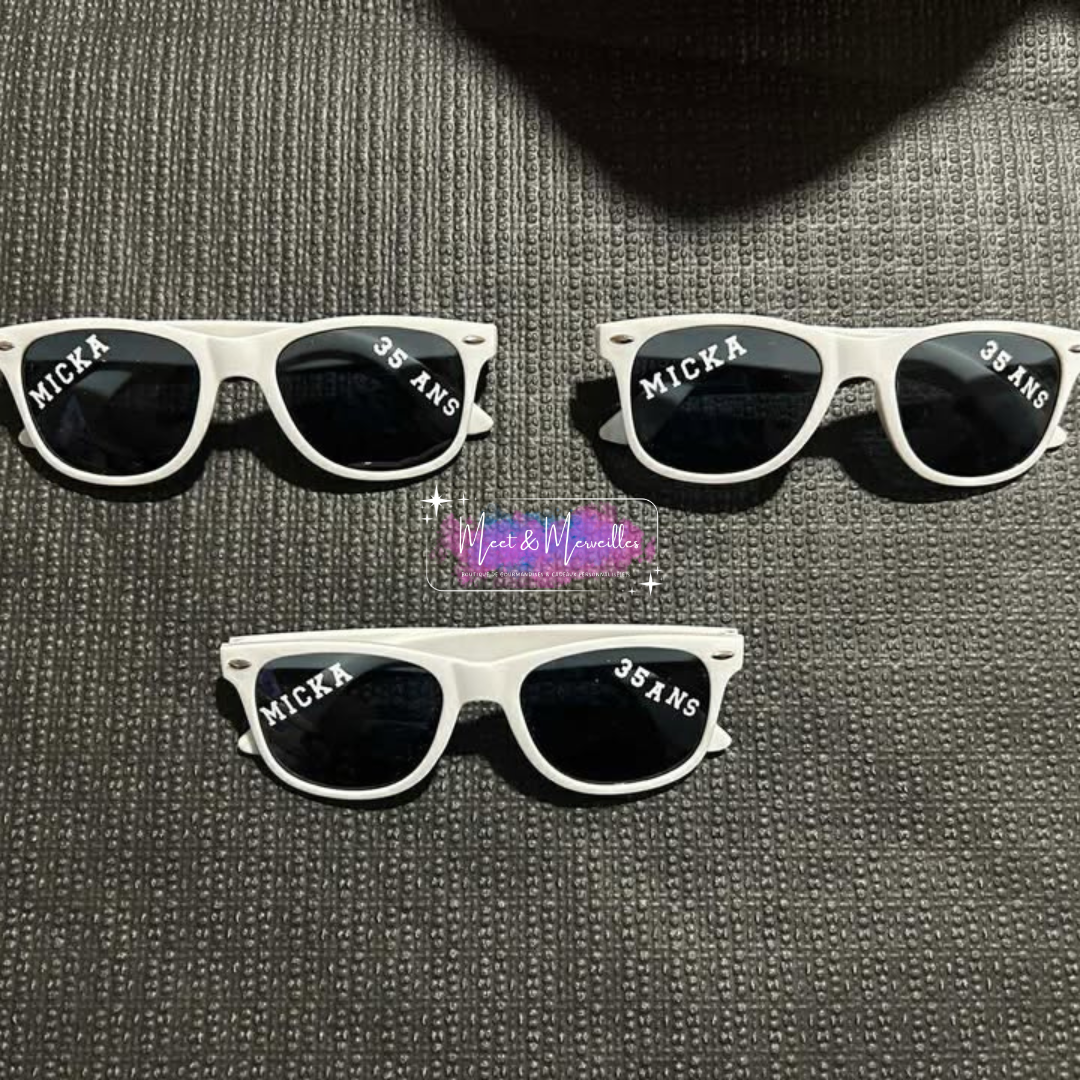 Lunette de soleil personnalisées - Mariage , Baptême, anniversaire ...
