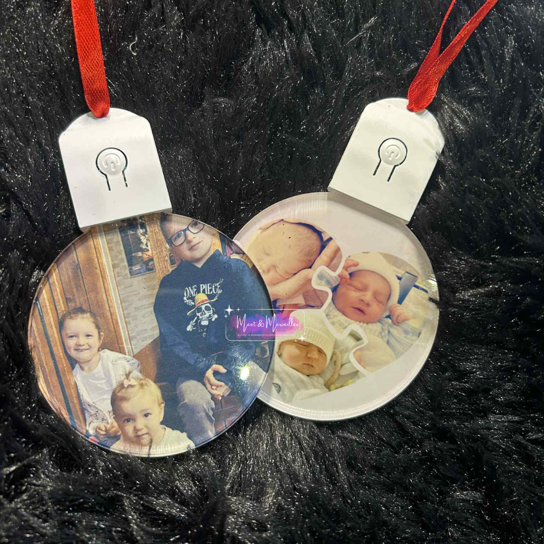 Boule de Noël personnalisée avec LED – Photo famille ou souvenir
