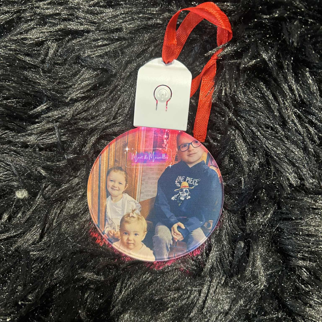 Boule de Noël personnalisée avec LED – Photo famille ou souvenir