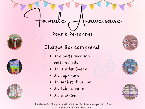 Kit Festif Personnalisable pour 6 Enfants - Box Anniversaire Gourmande