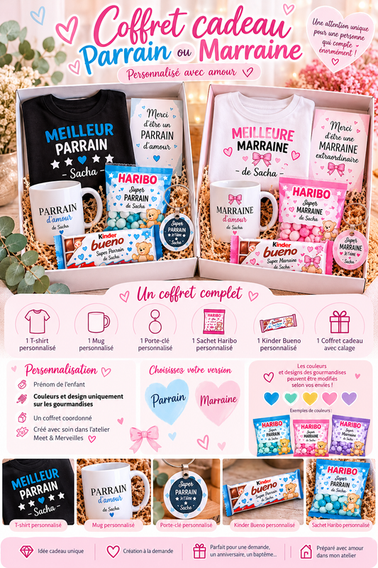 Coffret cadeau Parrain ou Marraine personnalisé