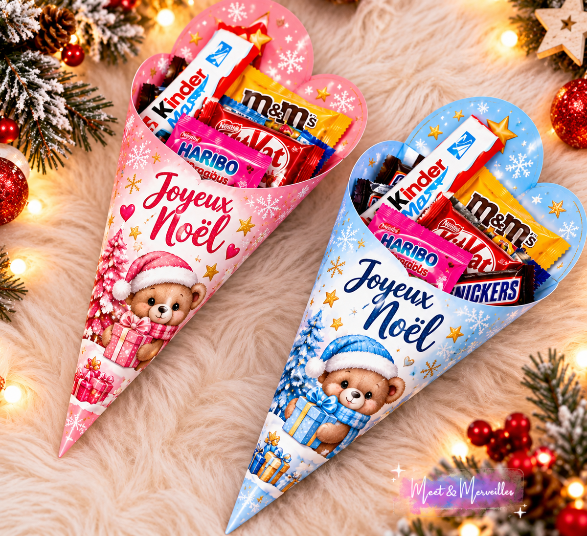 Cône gourmand de Noël personnalisé