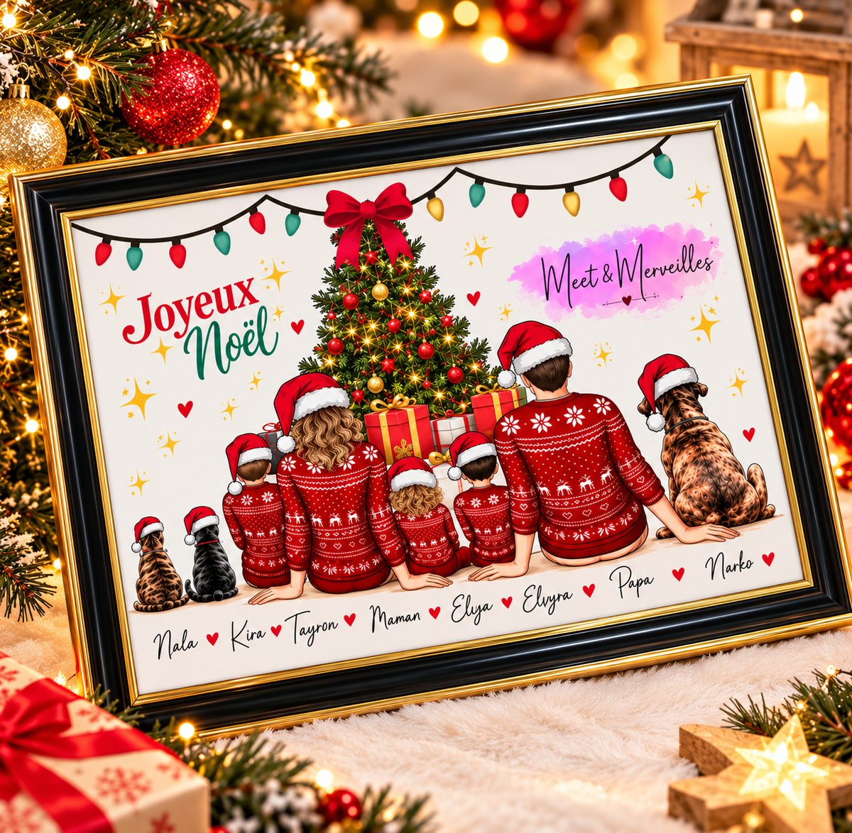 Cadre de Noël personnalisé – Ma famille à Noël🎄