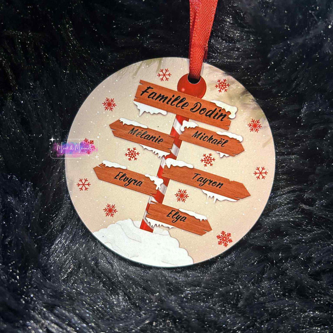 Boule de Noël personnalisée – Modèle Panneau familial