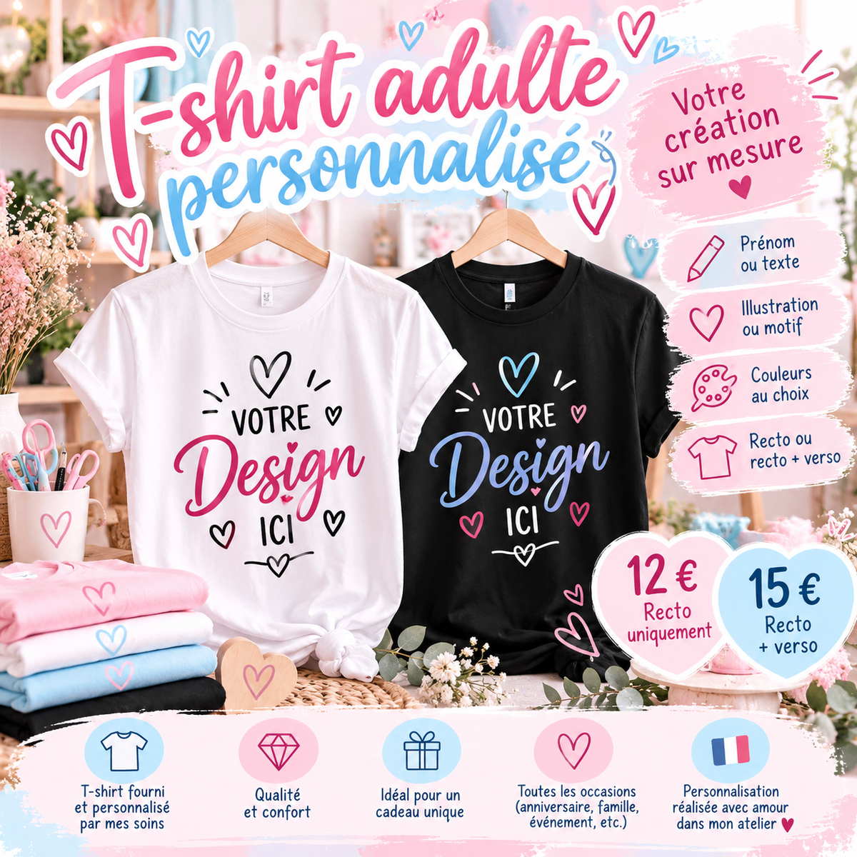 T-shirt adulte personnalisé – Votre création sur mesure