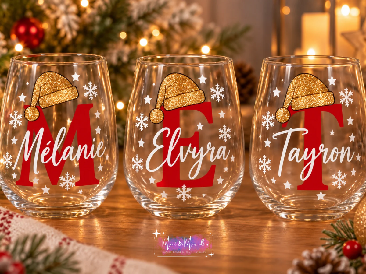 Verre de Noël personnalisé – Initiale & prénom