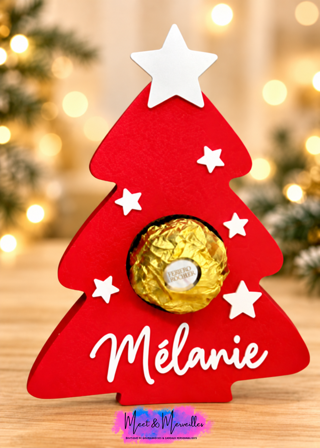 Porte-nom sapin de Noël personnalisé en 3D avec Ferrero Rocher