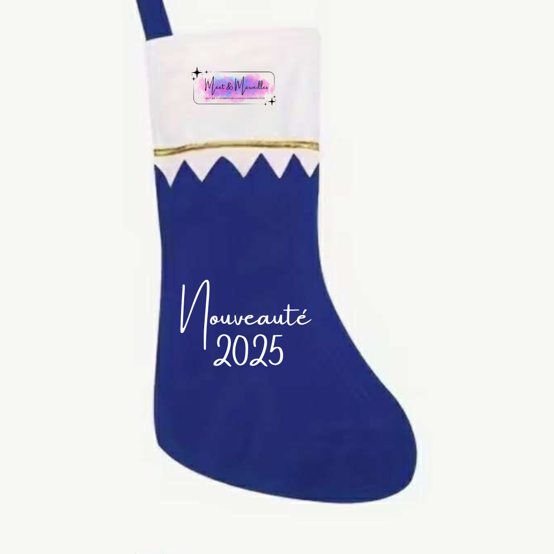 Chaussette de Noël personnalisée – Rouge ou Bleue