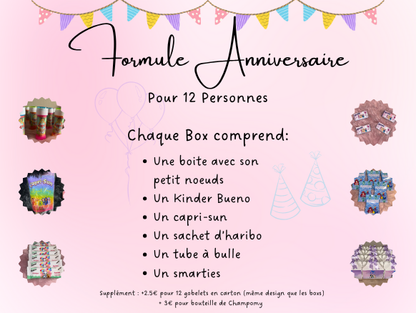 Kit Festif Personnalisable pour 12 Enfants - Box Anniversaire Gourmande