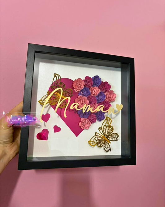 Cadre fleurs éternelles personnalisé – Cadeau maman original fait main