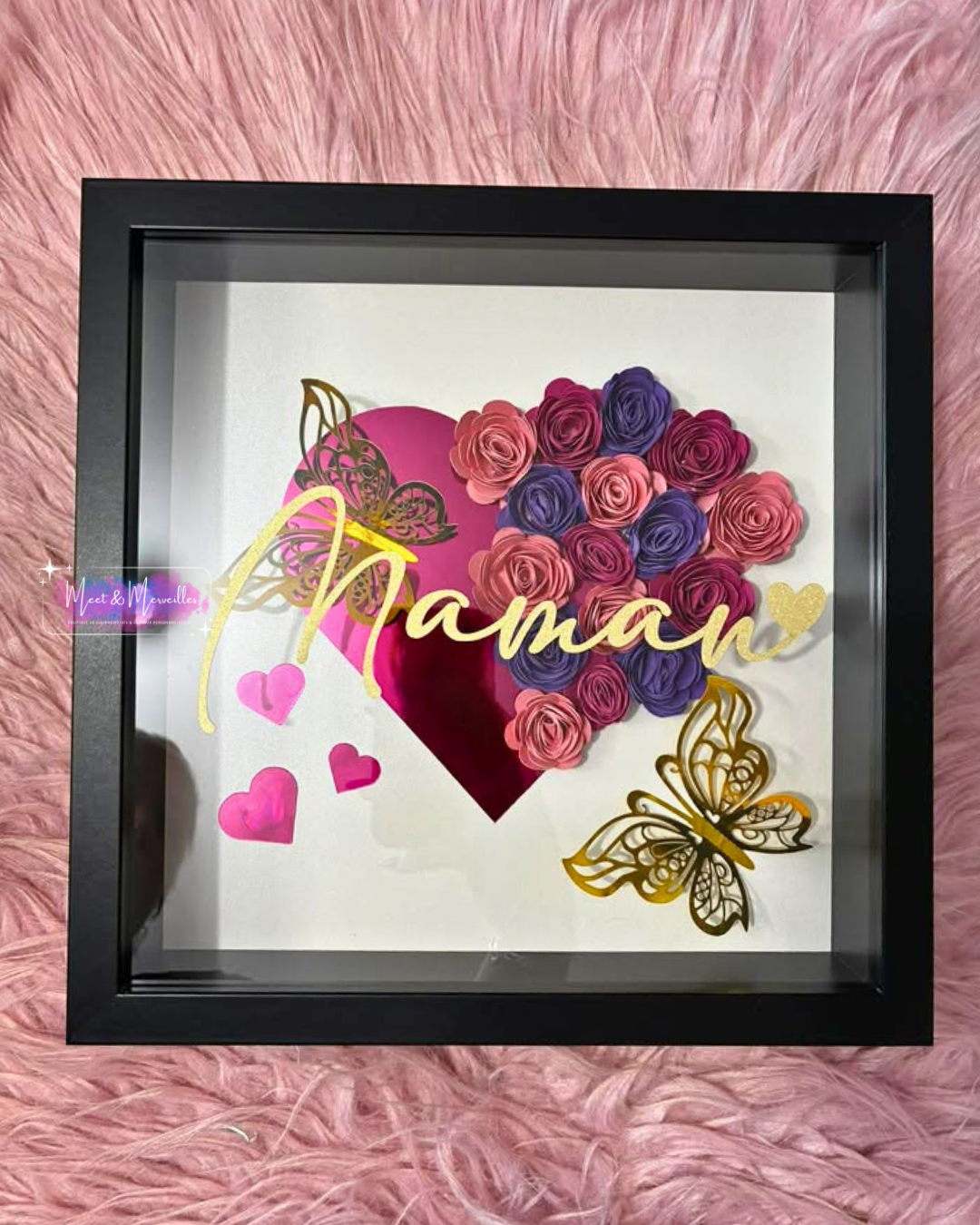 Cadre fleurs éternelles personnalisé – Cadeau maman original fait main
