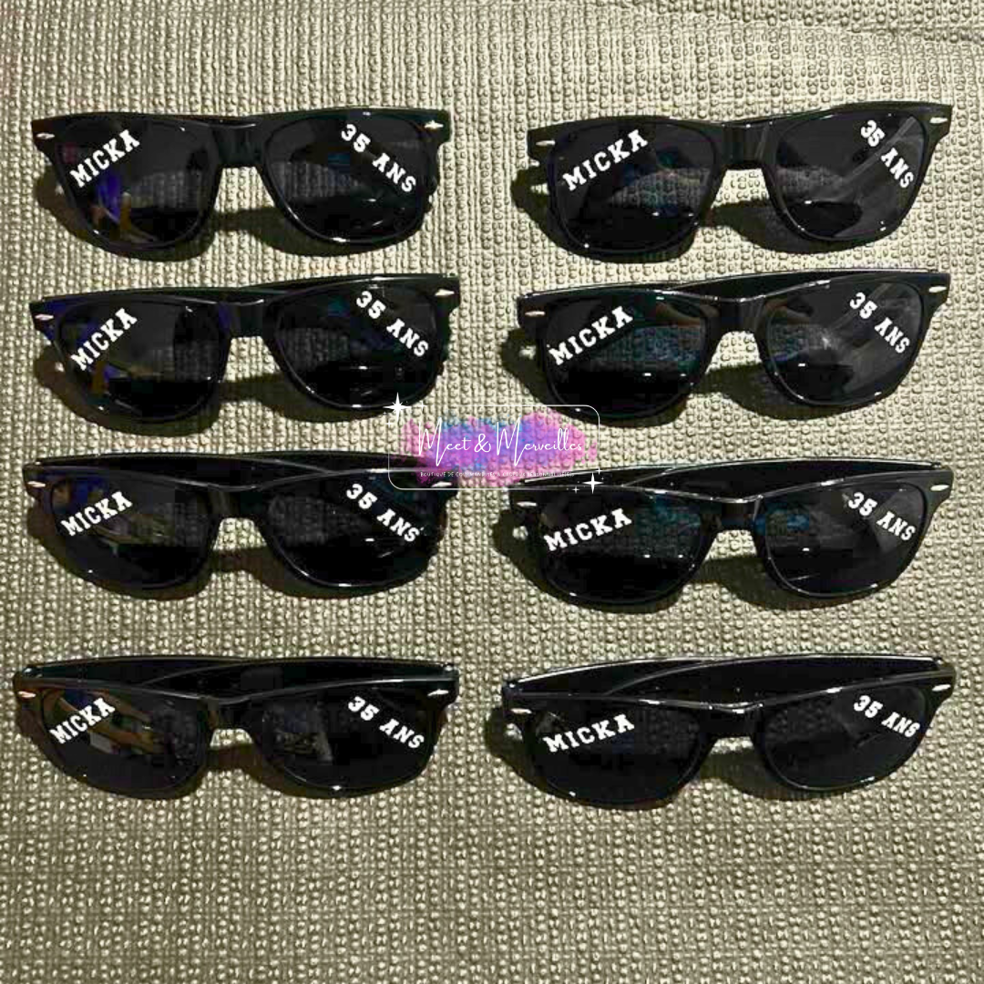 Lunette de soleil personnalisées - Mariage , Baptême, anniversaire ...