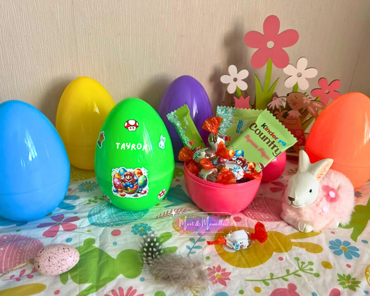 Œuf de Pâques 15 cm Personnalisé – Surprise Gourmande Enfant