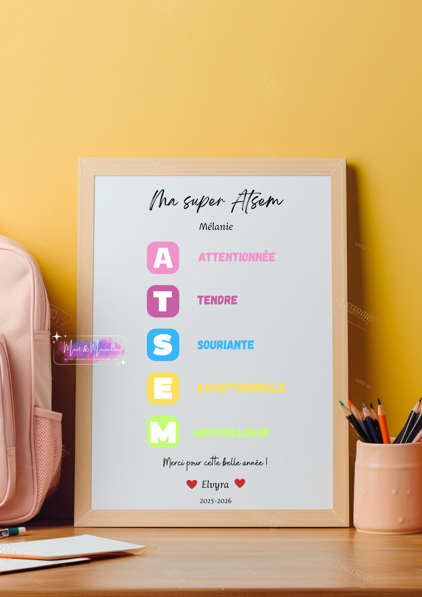 Affiche Personnalisée "Mon Super Maître / Maîtresse / AESH / ATSEM"