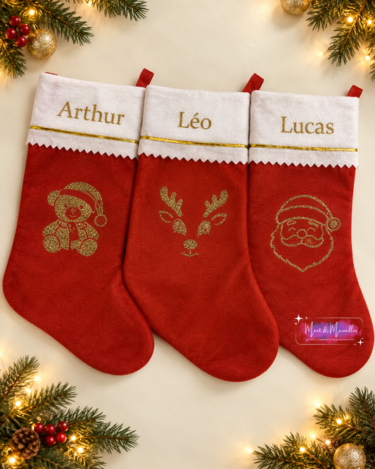 Chaussette de Noël personnalisée – Rouge ou Bleue