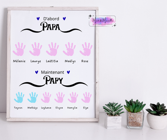 Affiche personnalisée "D’abord Papa, maintenant Papy"