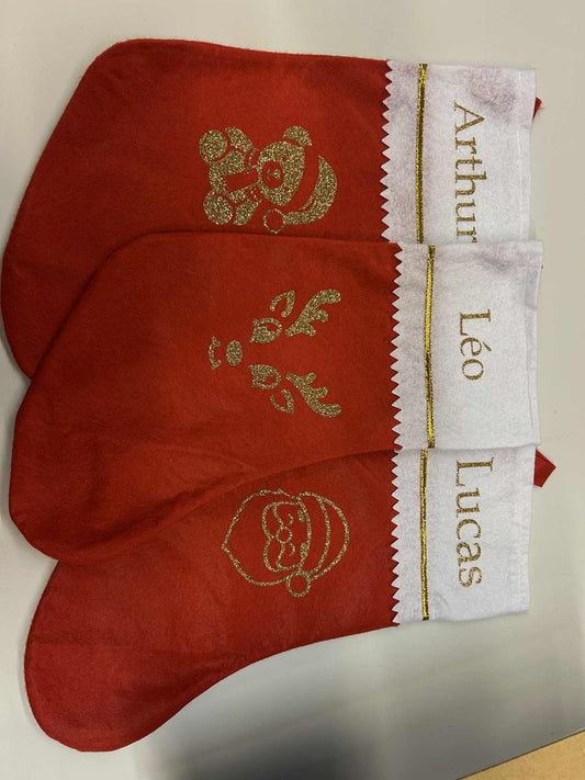 Chaussette de Noël personnalisée – Rouge ou Bleue