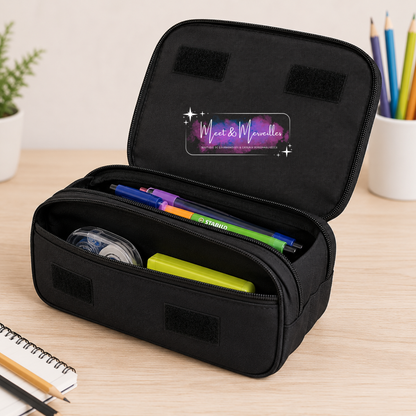 Trousse double compartiment personnalisée – Prénom & thème au choix