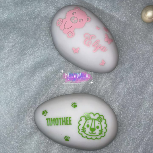 Galet LED Lumineux Personnalisé - Veilleuse bébé / enfant personnalisée