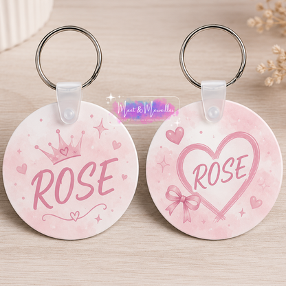 Porte-clés personnalisé double face – Prénom & design au choix