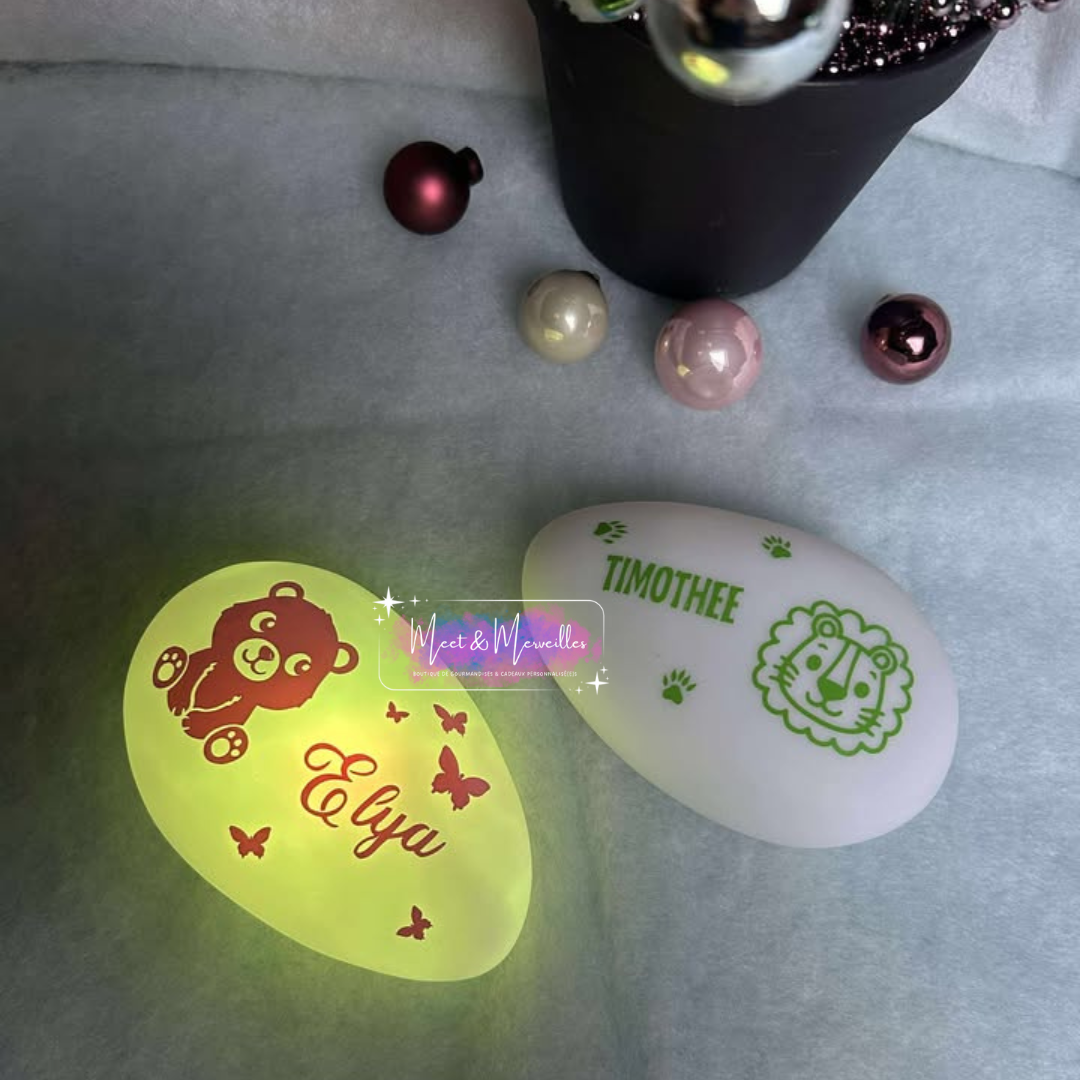 Galet LED Lumineux Personnalisé - Veilleuse bébé / enfant personnalisée