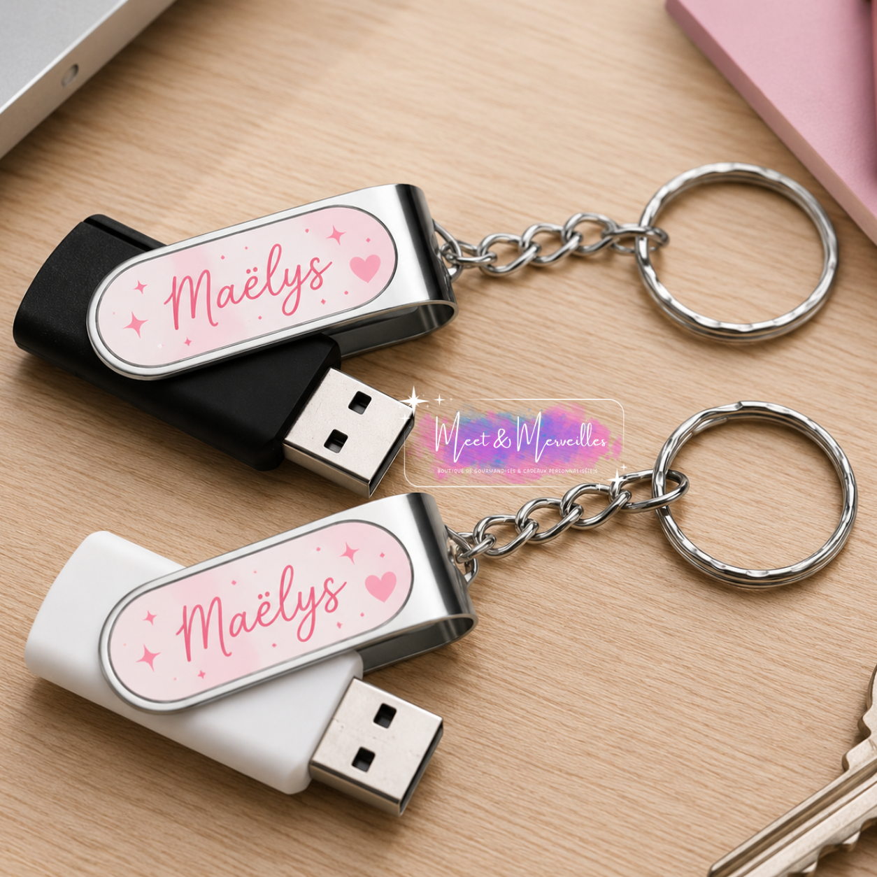 Clé USB personnalisée 32 Go avec prénom – Cadeau unique & pratique