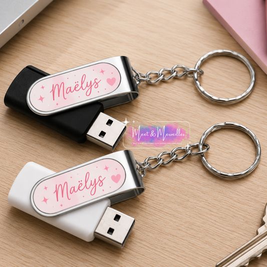 Clé USB personnalisée 32 Go avec prénom – Cadeau unique & pratique