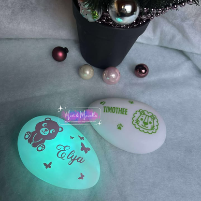 Galet LED Lumineux Personnalisé - Veilleuse bébé / enfant personnalisée