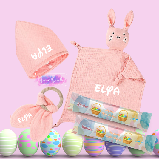 Coffret 1ères Pâques personnalisé 🐰 Doudou lapin
