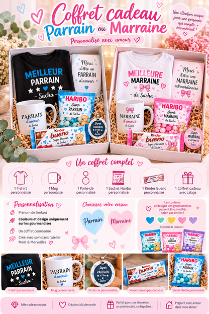 Coffret cadeau Parrain ou Marraine personnalisé