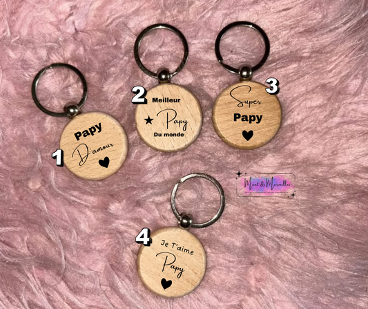 Porte-clé en bois Papy