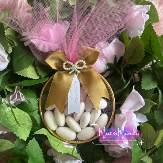 Anneau de dragées personnalisable – Baptême, mariage, communion, baby shower