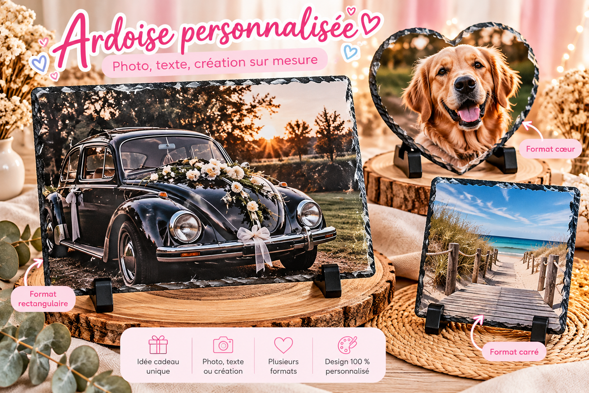 Ardoise personnalisée – Photo, texte & création sur mesure