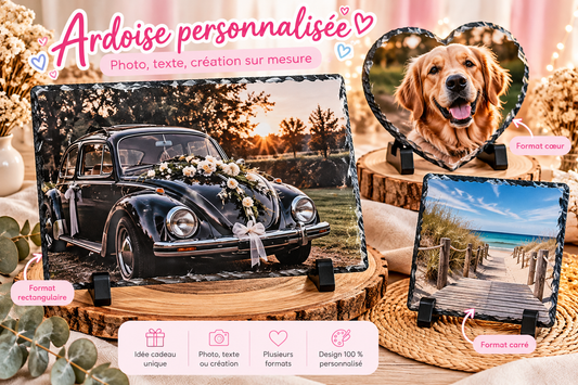 Ardoise personnalisée – Photo, texte & création sur mesure