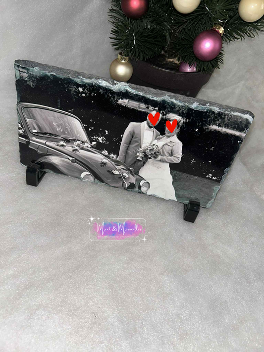Photo personnalisée sur ardoise – Souvenir éternel 💫