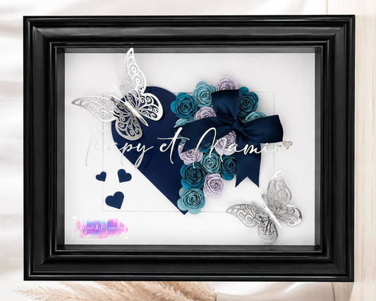 Cadre floral personnalisé – Cœur fleuri & prénom