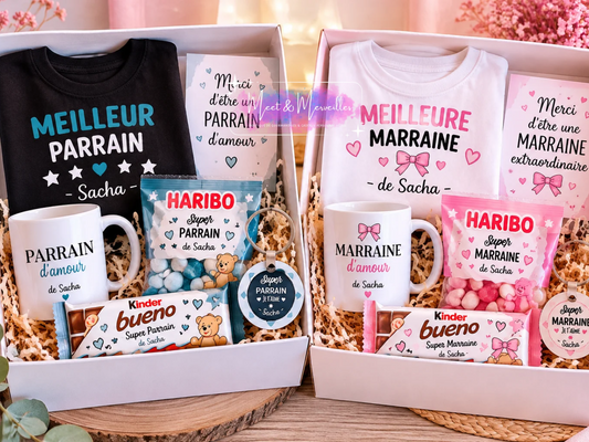 Coffret cadeau Parrain ou Marraine personnalisé
